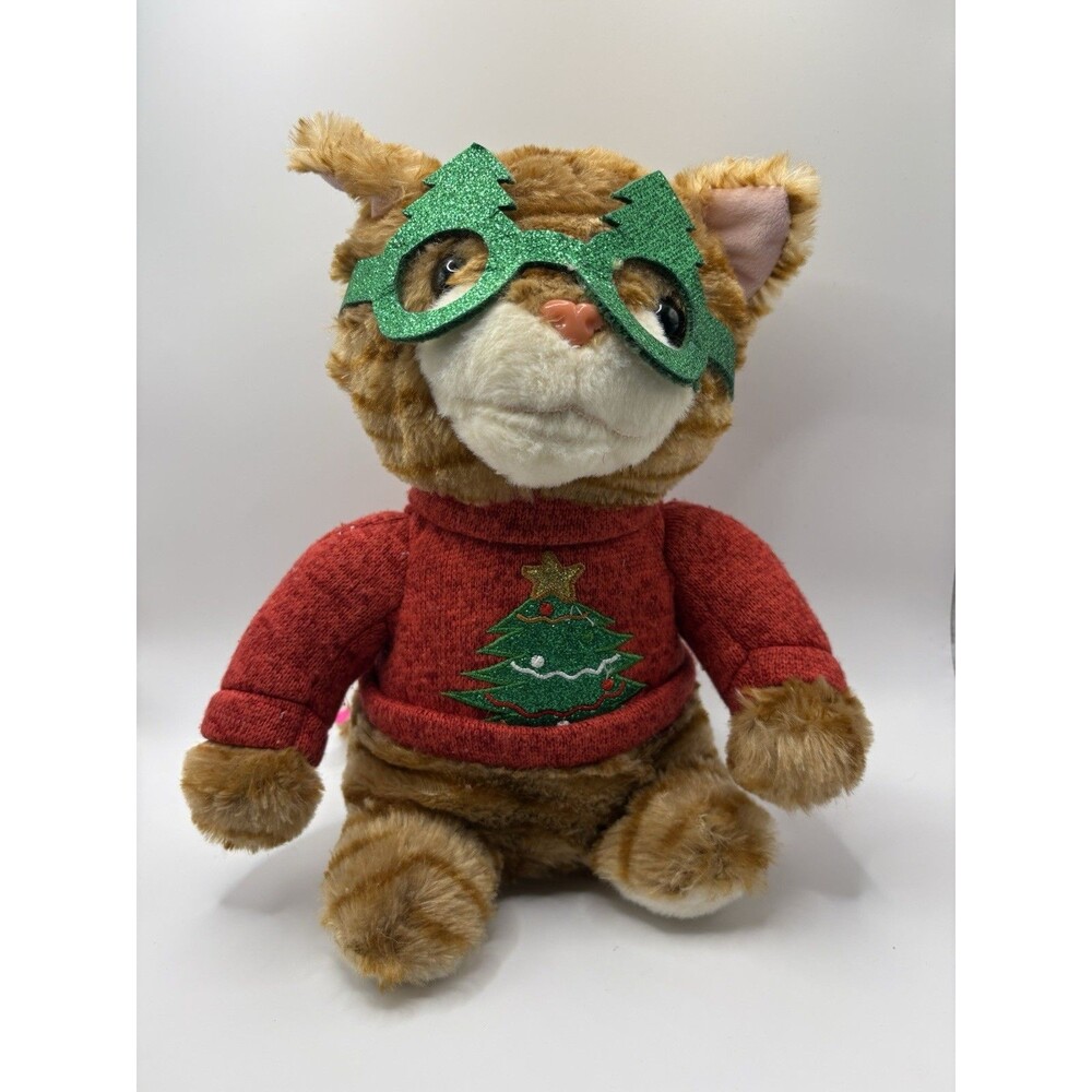 Christmas Cat Avanti Dan stuffed Animal Tabby EUC 10”